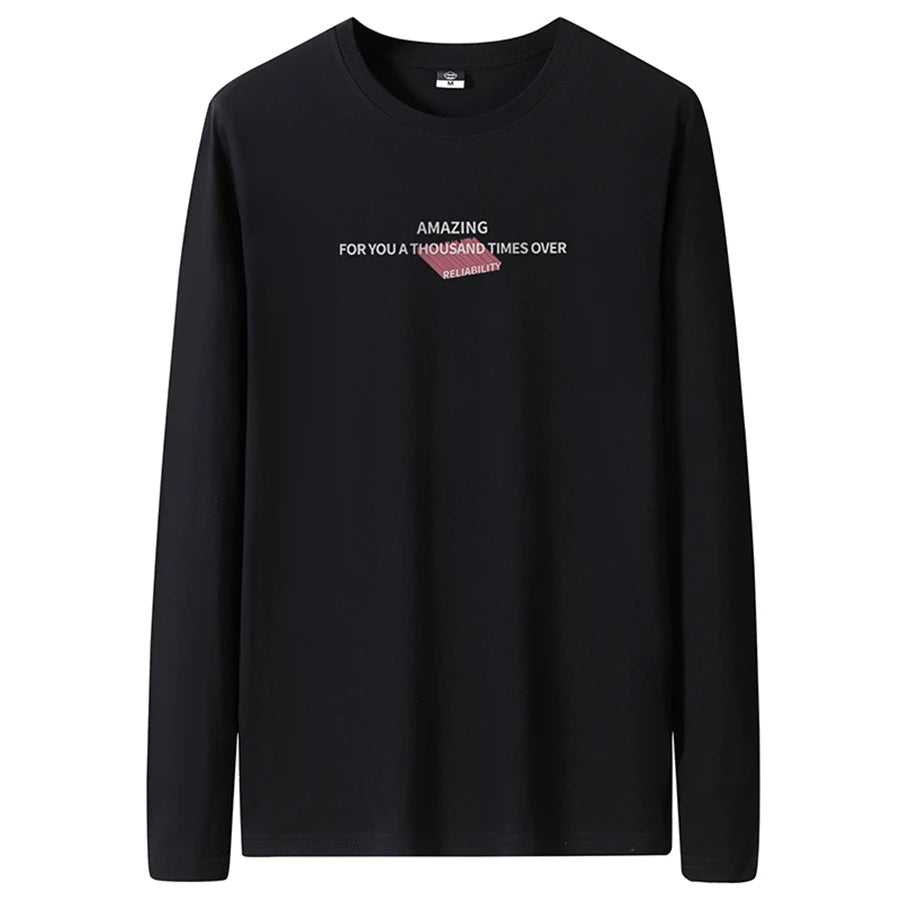 T Shirts Men New Fashion 2025 O-Neck Slim Long Black Sleeve T-Shirt Male Clothing Casual Tee Shirt 28 Styles Plus Size S-6XL