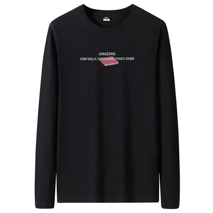 T Shirts Men New Fashion 2025 O-Neck Slim Long Black Sleeve T-Shirt Male Clothing Casual Tee Shirt 28 Styles Plus Size S-6XL