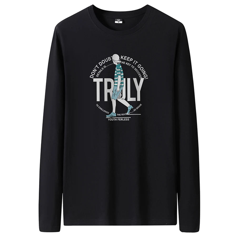T Shirts Men New Fashion 2025 O-Neck Slim Long Black Sleeve T-Shirt Male Clothing Casual Tee Shirt 28 Styles Plus Size S-6XL