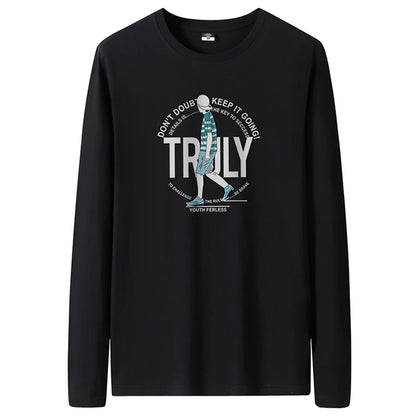 T Shirts Men New Fashion 2025 O-Neck Slim Long Black Sleeve T-Shirt Male Clothing Casual Tee Shirt 28 Styles Plus Size S-6XL