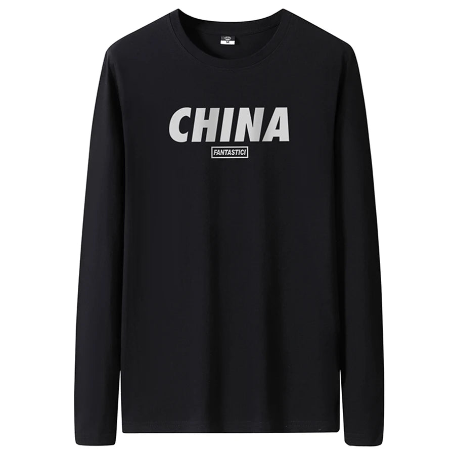 T Shirts Men New Fashion 2025 O-Neck Slim Long Black Sleeve T-Shirt Male Clothing Casual Tee Shirt 28 Styles Plus Size S-6XL