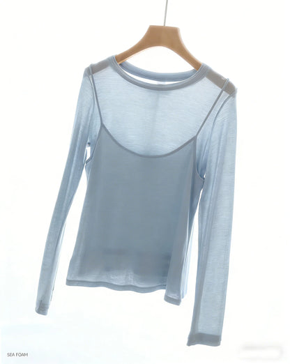 Hirsionsan 2026 New Basic Soft Elegant T Shirts Women Summer Autumn Loose Female Tees Ladies Chic Casual Knitted Soft Woman Tops