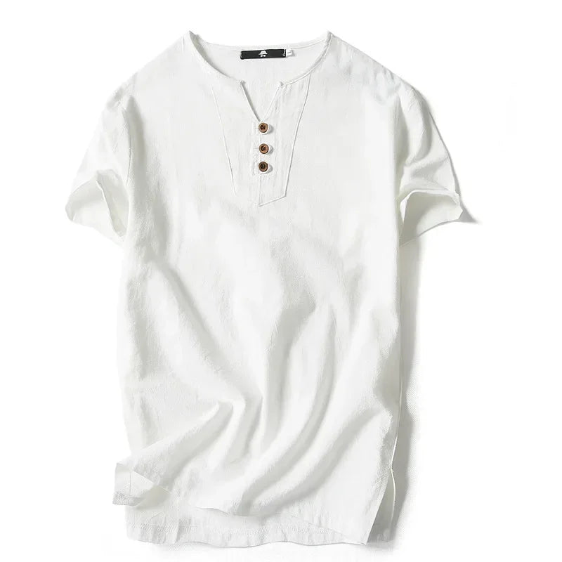 2026 Men's Linen T-shirt Cotton Short Sleeve Thin Casual Linen Men T-shirt For Male Tops Tees Man Clothing