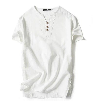 2026 Men's Linen T-shirt Cotton Short Sleeve Thin Casual Linen Men T-shirt For Male Tops Tees Man Clothing