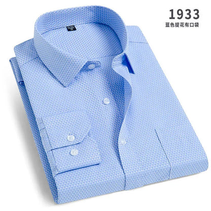 Men's Long-Sleeved Shirt Business Casual Solid Color Striped Plaid Spring Summer Free Ironing All Fit Tooling Comfortable