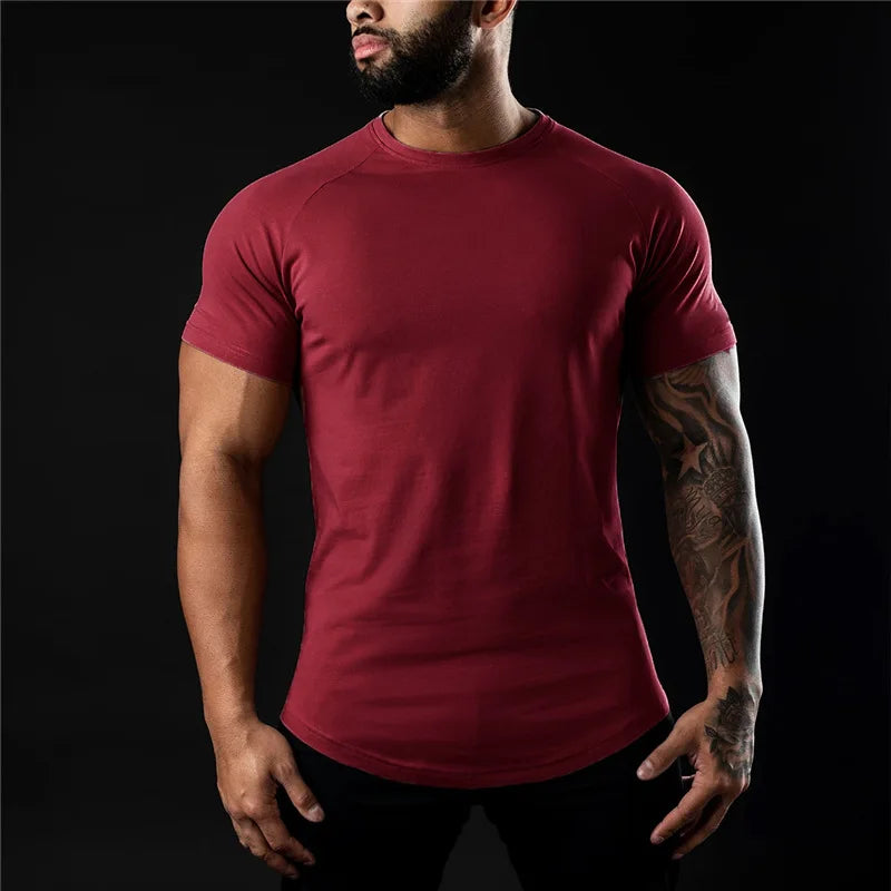 Men Cotton t-Shirt Short Sleeve t Shirt Tees Elastic Casual Tops Running Gym t-Shirts Comfortable Football Shirts Man Clothing