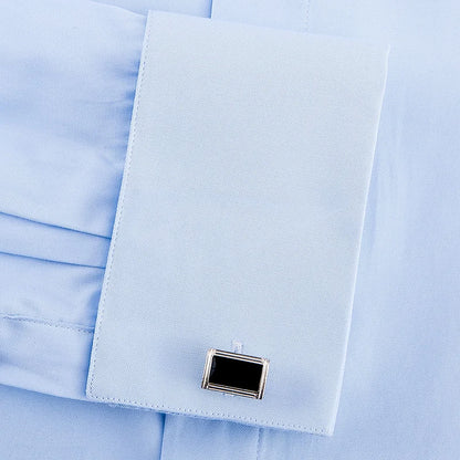 French Shirts for Men Covered Button Solid Plain Long Sleeve Business Party Tuxedo Men Dress Shirt with French Cufflinks