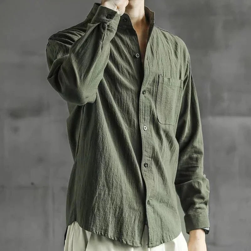 Shirts for Men White with Pocket Linen Man Shirt Elegant Original Fashion 2025 New in Cheap Brand Social Tops S Asia Casual Cool