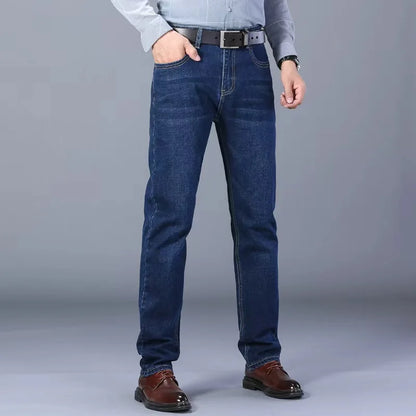 2026 NEW Men Men's Fashion Business Jeans Classic Style Casual Stretch Slim Jean Pants Male Brand Denim Trousers Black Blue Me