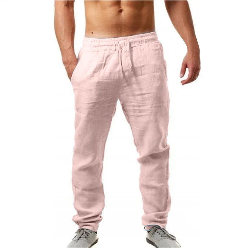 Men's Cotton Linen Pants Male spring autumn Breathable Solid Color Linen Trousers Fitness Streetwear Daily men trousers S-3XL