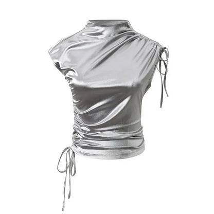 T-shirts Women Short Sleeve Solid Shirring Fashion Streetwear Flods Unique Slim Fit Hotties Chic Tops All-match Half Turtleneck