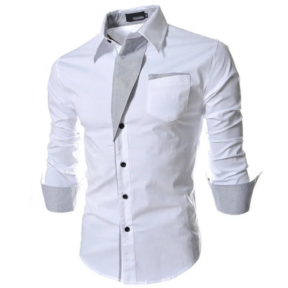 White Striped Shirts Mens 2025 Long Sleeved Business Slim Fit Male Shirt Black Social Clothes Camisa Masculina Vetement Homme