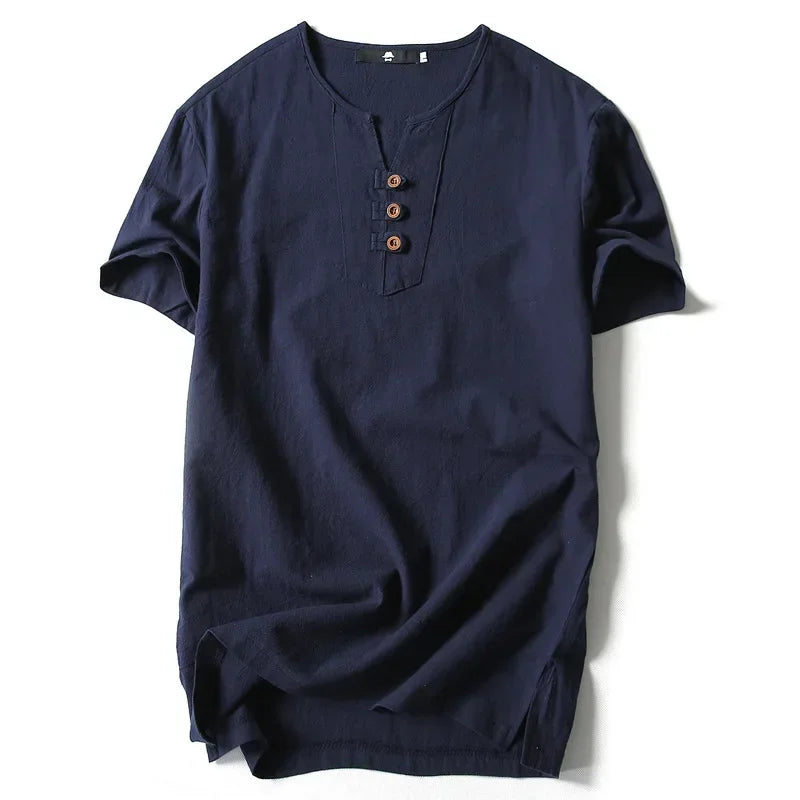 2026 Men's Linen T-shirt Cotton Short Sleeve Thin Casual Linen Men T-shirt For Male Tops Tees Man Clothing