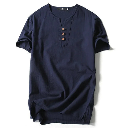 2026 Men's Linen T-shirt Cotton Short Sleeve Thin Casual Linen Men T-shirt For Male Tops Tees Man Clothing