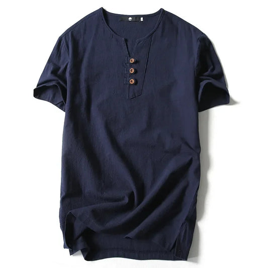2026 Men's Linen T-shirt Cotton Short Sleeve Thin Casual Linen Men T-shirt For Male Tops Tees Man Clothing