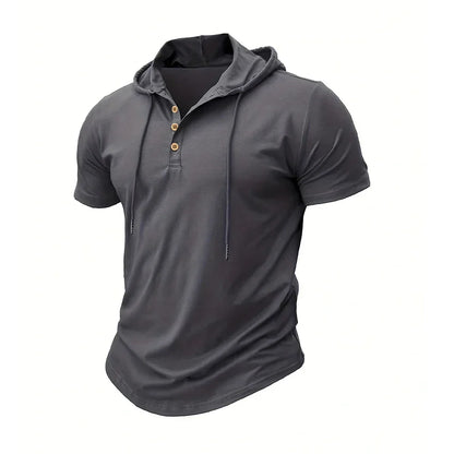 Men T Shirts  Summer Slim Fitness Hooded Short-Sleeved Bodybuilding Quick Dry Tshirt Male Gym Clothes Breathable Sports Tops