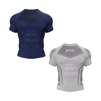 Men Short Sleeve New Style Muscle Fitness Clothes Quick Drying Breathable Stretch Tight Fitting Clothing Sublimation T-Shirt