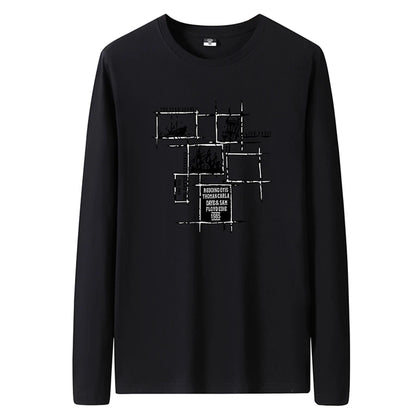 T Shirts Men New Fashion 2025 O-Neck Slim Long Black Sleeve T-Shirt Male Clothing Casual Tee Shirt 28 Styles Plus Size S-6XL