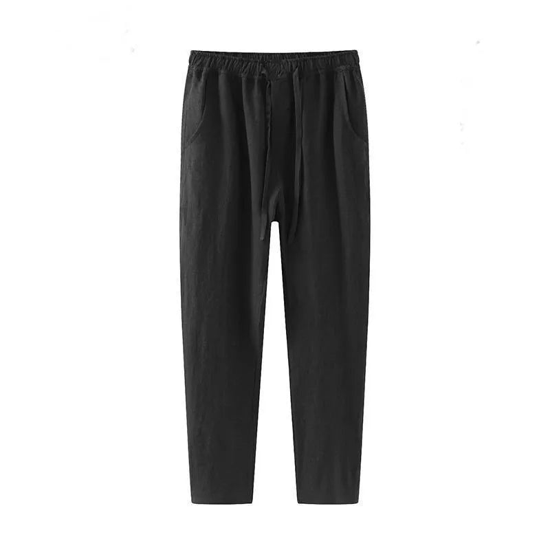 Pants Men's Summer Thin Nine-Point Pants Solid Color Versatile Casual Straight Leg Wide