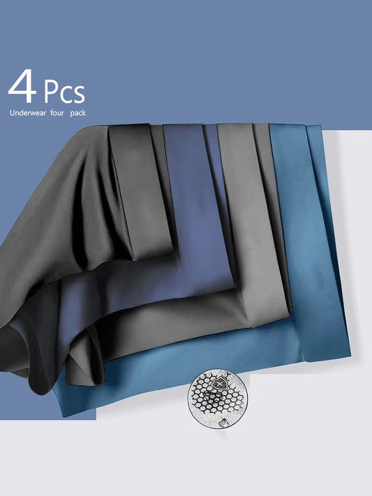 4 Pcs Men's PantiesThin Underwear Quick Drying Breathable Shorts Ice Silk Boxer Underpants Fashion New Men's Boxer