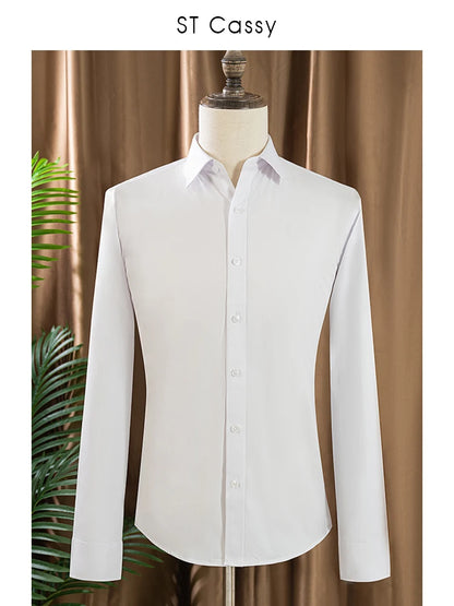 Mens Shirts Long Sleeve Dress Shirts For Slim Fit Camisa Social Business Blouse White Shirt Formal Wedding Suit Groomsman Shirt