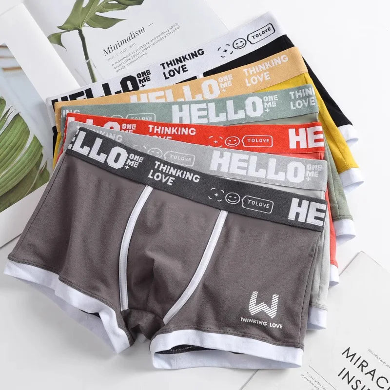 1Pcs Men Cotton Boxer Shorts Panties Underwear3 Colors L XL 2XL 3XL Soft Letter Belt Breathable Soft Fashion Sports
