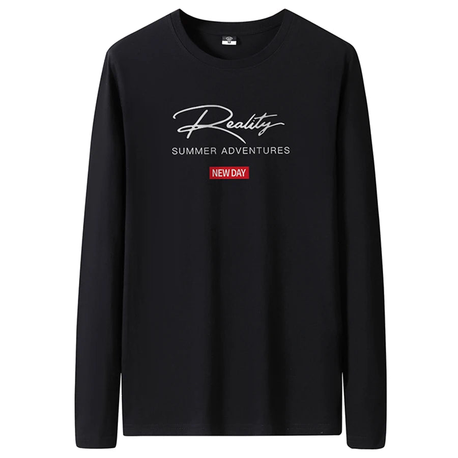 T Shirts Men New Fashion 2025 O-Neck Slim Long Black Sleeve T-Shirt Male Clothing Casual Tee Shirt 28 Styles Plus Size S-6XL