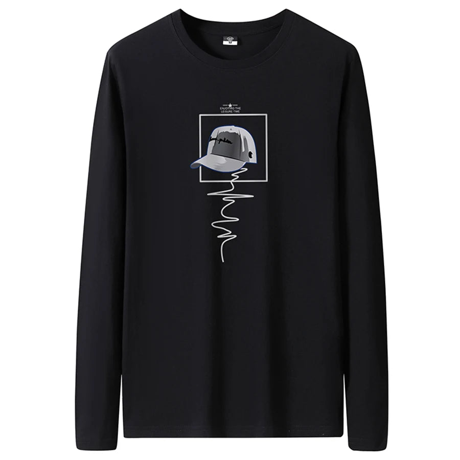 T Shirts Men New Fashion 2025 O-Neck Slim Long Black Sleeve T-Shirt Male Clothing Casual Tee Shirt 28 Styles Plus Size S-6XL