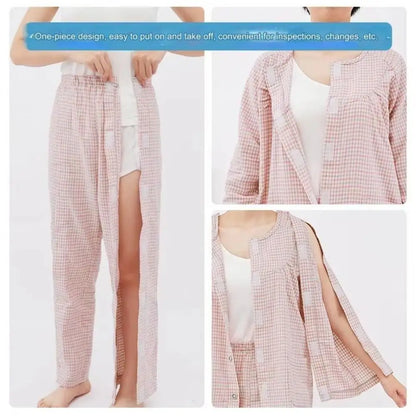 Convenient Bedridden Elderly Care Clothing Skin-Friendly Breathable Tear Away Recovery T-Shirt Full Tear Away Soft Patient Gown