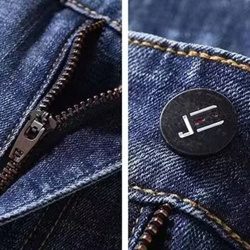 2025 New Men Fashion Loose Straight Elasticity Jeans Male Wear-resistant Slim Fit Denim Pants Smart Casual Dark Gray Trousers