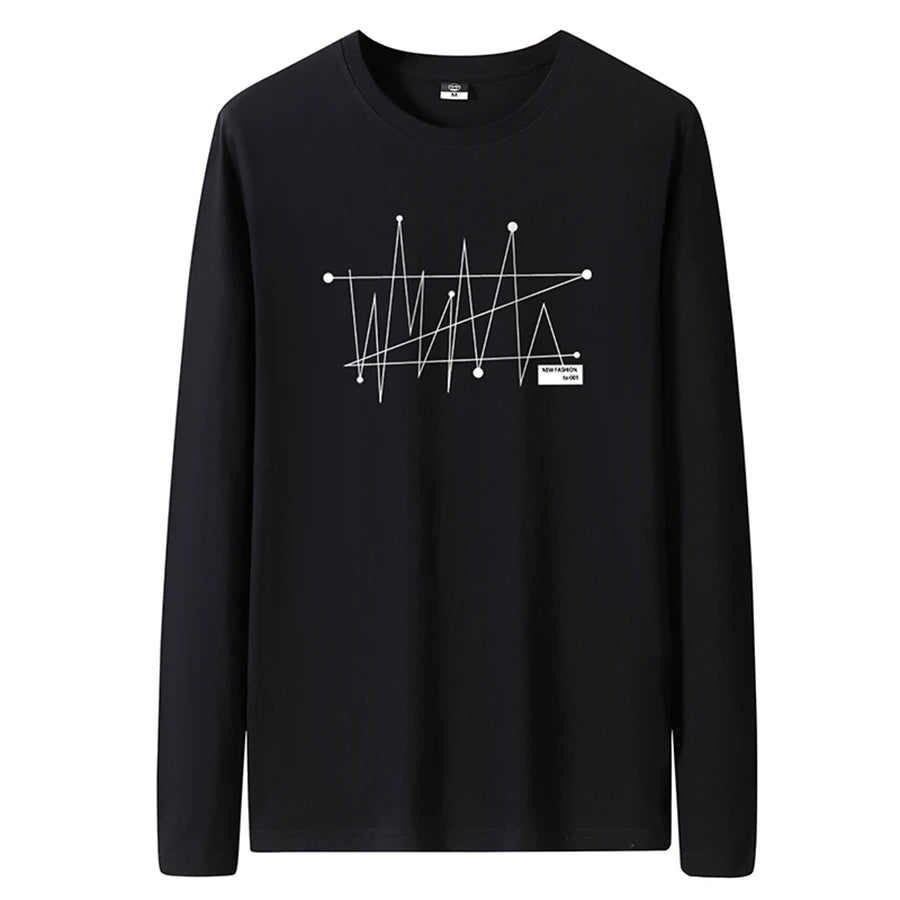 T Shirts Men New Fashion 2025 O-Neck Slim Long Black Sleeve T-Shirt Male Clothing Casual Tee Shirt 28 Styles Plus Size S-6XL