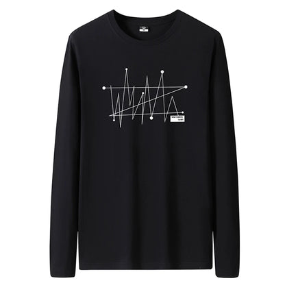 T Shirts Men New Fashion 2025 O-Neck Slim Long Black Sleeve T-Shirt Male Clothing Casual Tee Shirt 28 Styles Plus Size S-6XL