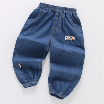 Summer Fashion Baby Girl Boy Jeans Bear Mark Trousures Children Cotton Clothing 1-6 Y Kids Costumn Toddler Comfortable Clothes