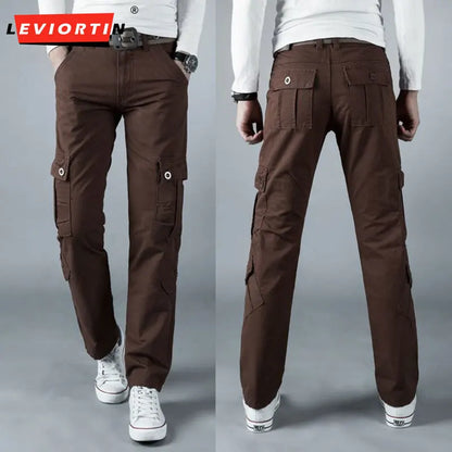 Men's Pure Cotton Workwear Trousers Loose Straight Multi-Pocket Wear-Resistant Car Repair Delivery Cargo Pants