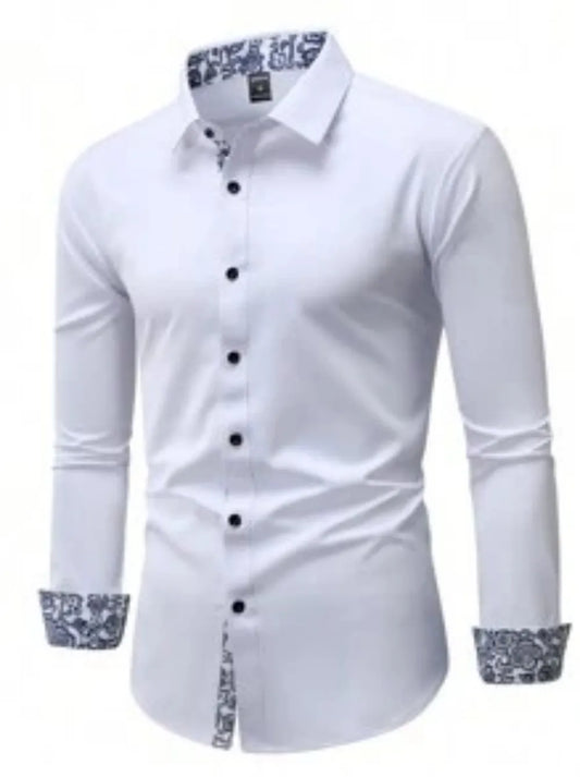2025 Men's Casual Multifunctional Long Sleeved Wrinkle Free Formal Shirt, Commuting Printed Long Sleeved Shirt, Men's Slim Fit S