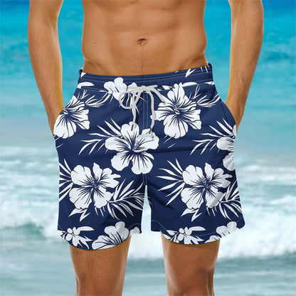 2025 New Men's Sportswear Gym Beach Shorts 3D Print Tropical Plant Pattern Men Shorts Comfortable Quick Drying Men Beach Shorts