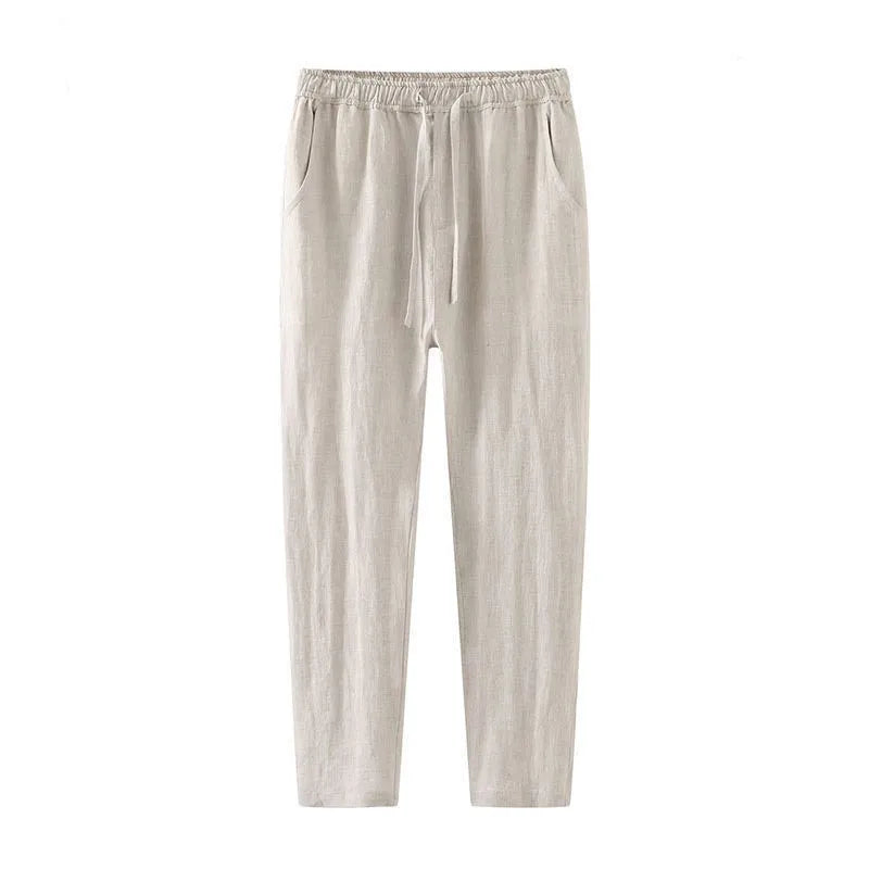 Pants Men's Summer Thin Nine-Point Pants Solid Color Versatile Casual Straight Leg Wide