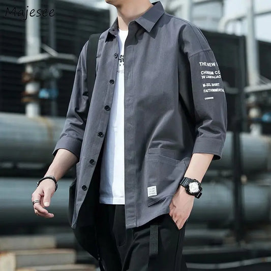 2026 Shirts Men Handsome Fashion Streetwear Design Japanese Harajuku Korean Summer All-match Teens College Unisex Clothes Ins