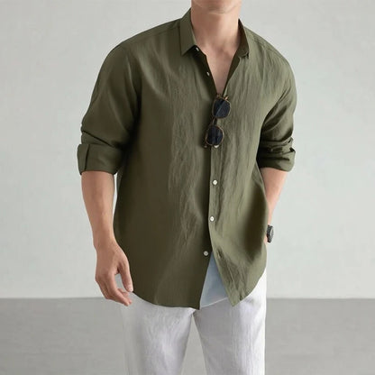 Men's Casual Fashion Shirt Long Sleeve 100% Linen Cotton T-shirts Black White Tops Clothing Plus Size Classic Baggy Shirts Men