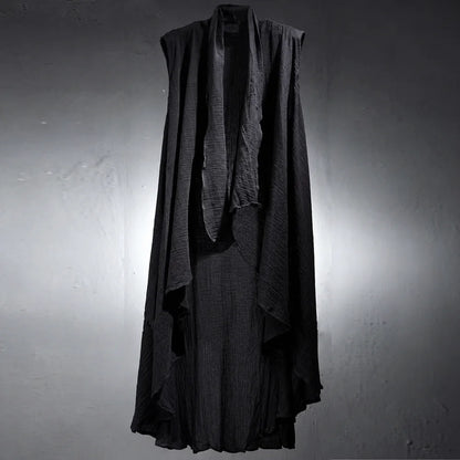 Mens Sleeveless Vest Light Breathable Mid-Length Cape Streetwear Fashion Youth Outerwear Campus Cloak Men'S Clothing 2025 New