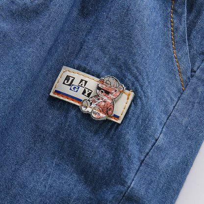 Summer Fashion Baby Girl Boy Jeans Bear Mark Trousures Children Cotton Clothing 1-6 Y Kids Costumn Toddler Comfortable Clothes