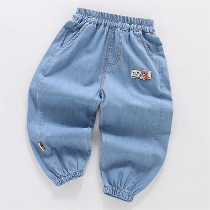 Summer Fashion Baby Girl Boy Jeans Bear Mark Trousures Children Cotton Clothing 1-6 Y Kids Costumn Toddler Comfortable Clothes