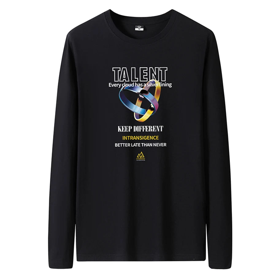 T Shirts Men New Fashion 2025 O-Neck Slim Long Black Sleeve T-Shirt Male Clothing Casual Tee Shirt 28 Styles Plus Size S-6XL