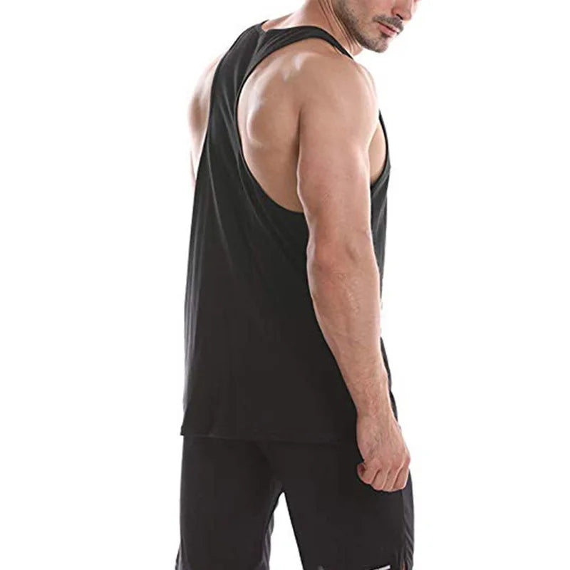 Men Gym Clothing Bodybuilding Muscle High Quality Vest Mens Fitness 100% Cotton Sweat-absorbent Sports Training Print Two-Color