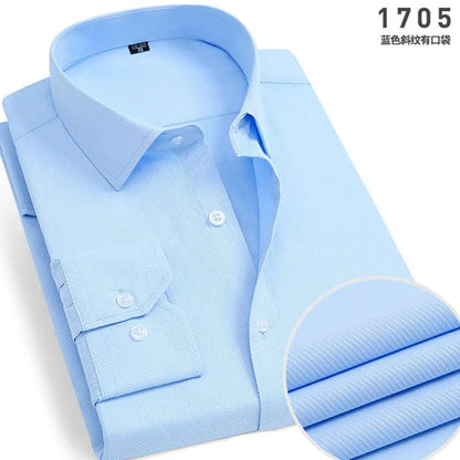 Men's Long-Sleeved Shirt Business Casual Solid Color Striped Plaid Spring Summer Free Ironing All Fit Tooling Comfortable