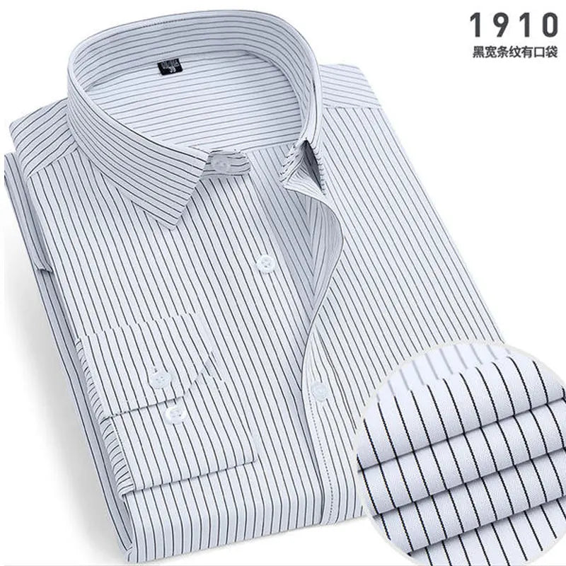 Men's Long-Sleeved Shirt Business Casual Solid Color Striped Plaid Spring Summer Free Ironing All Fit Tooling Comfortable