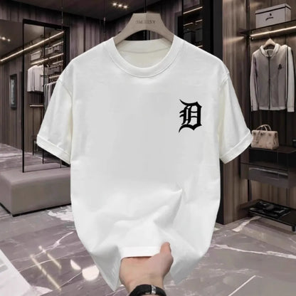 [High-quality Men's Clothing] Cotton Short-sleeved T-shirt Versatile Loose Minimalist Printing Creative Design Trendy Brand Top
