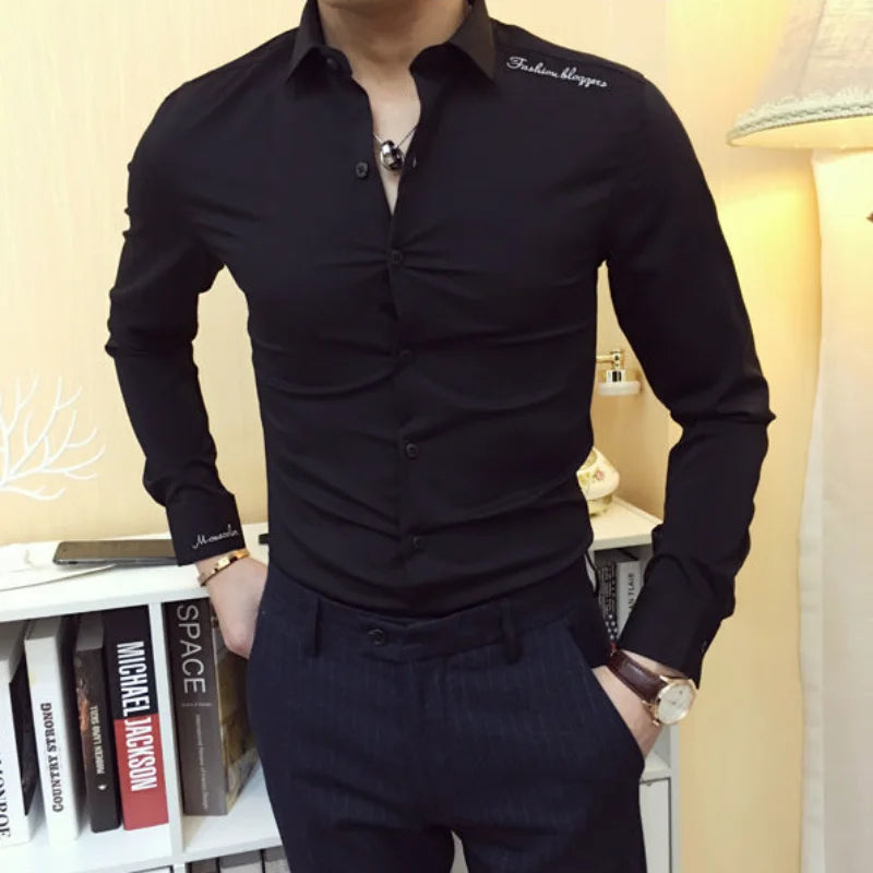Shirts and Blouses for Men Business Man Tops Long Sleeve Aesthetic Original with Collar Sleeves Luxury Asia Silk Cotton Clothing