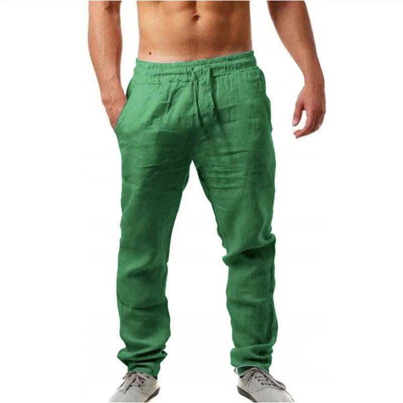 Men's Cotton Linen Pants Male spring autumn Breathable Solid Color Linen Trousers Fitness Streetwear Daily men trousers S-3XL