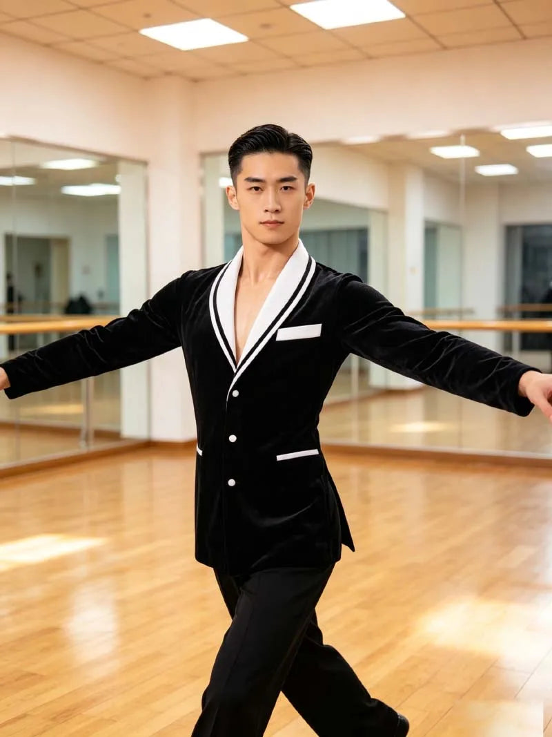 Men Standard Performances Dance Clothes High Quality Long Sleeve Advanced Tuxedo Latin Ballroom Waltz Flamenco Dancing Clothing